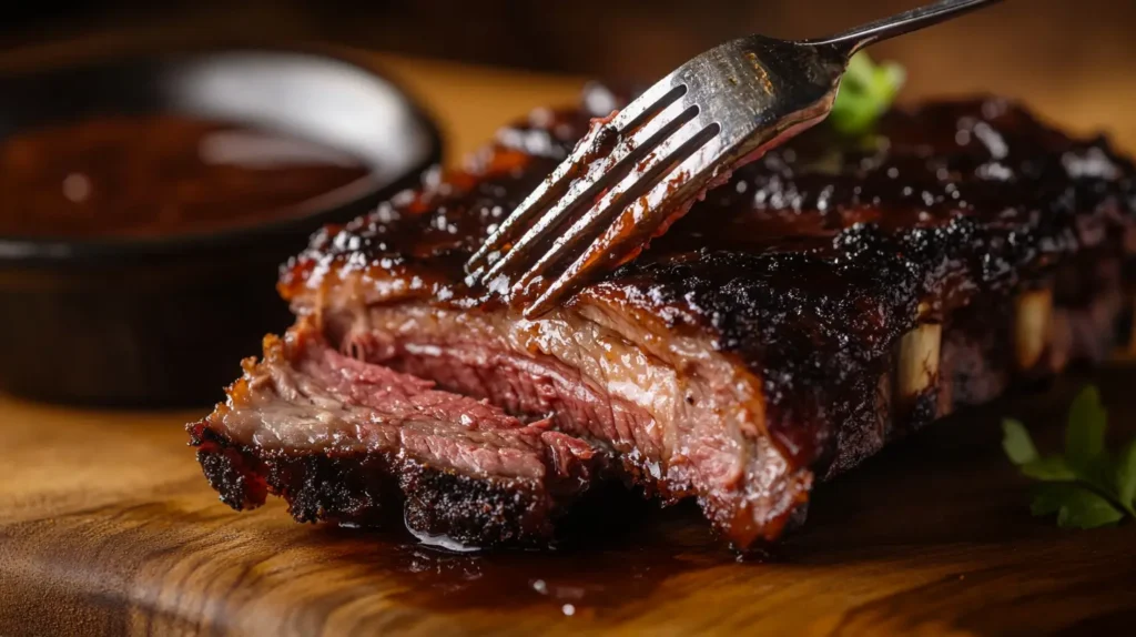 A fork test showing tender short ribs