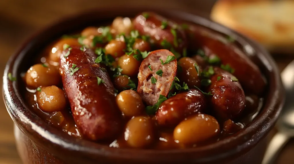 Classic Beanie Weenie dish served in a bowl