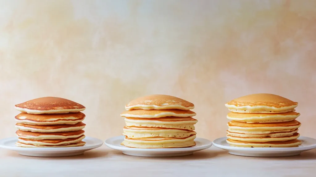 A side-by-side comparison of pancakes made with different amounts of eggs